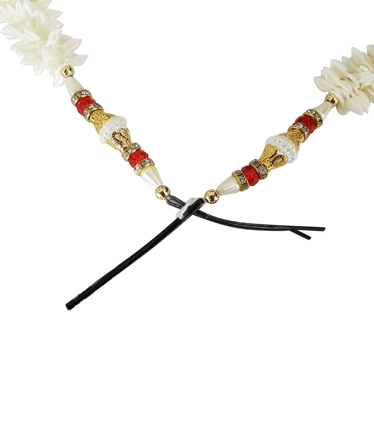 Hair Bun Mogra Fringes Flower Gajra for Women in White Set of 2 pcs Pack