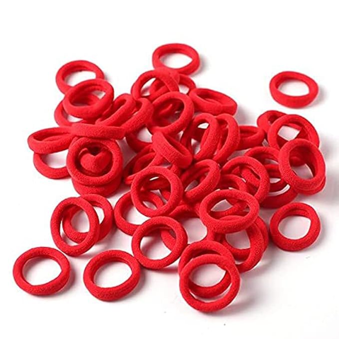 Seamless Thick Cotton Hair Rubber Bands, Durable Elastic Ties, Ponytail Holders, Hair Accessories for Women & Girls -  ,Red  30 pcs