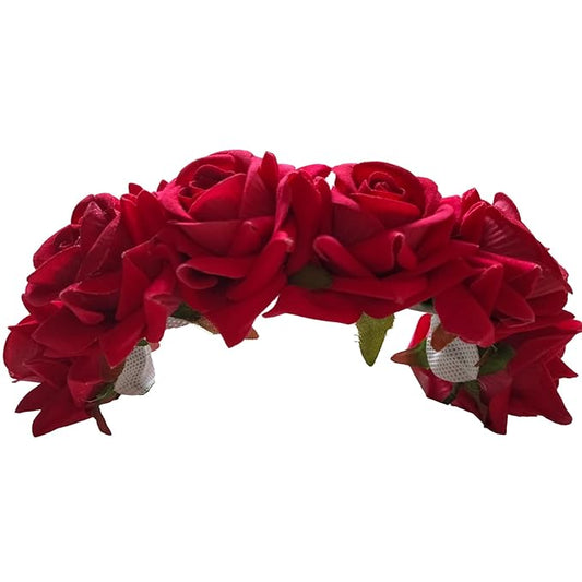 Red Floral Hair Bun Accessories
