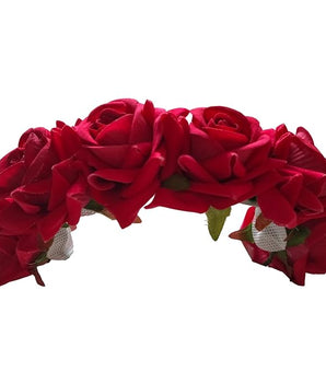 Artificial Bridal Red Rose Flower Veni Gajra Hair Juda For Women Floral Hair Bun Accessories | Suitable for Traditional Indian Wedding/Marriage/Engagement