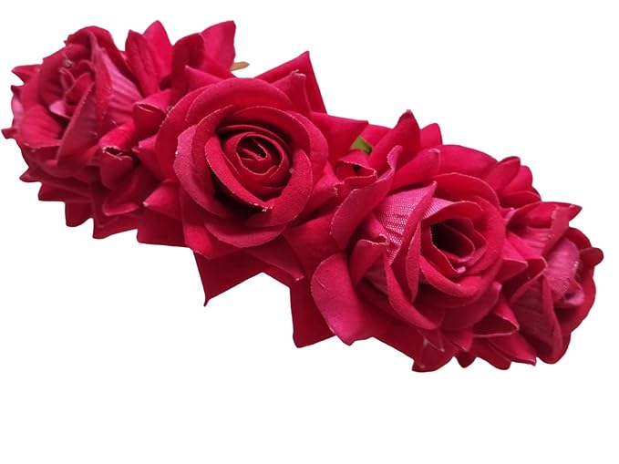 Red Floral Hair Bun Accessories
