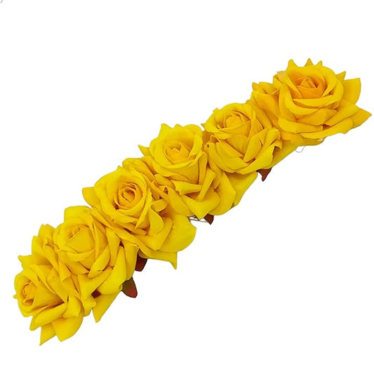 Yellow Floral Hair Bun Accessories