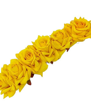 Artificial Bridal Yellow Rose Flower Veni Gajra Hair Juda For Women | Suitable for Traditional Indian Wedding/Marriage/Engagement