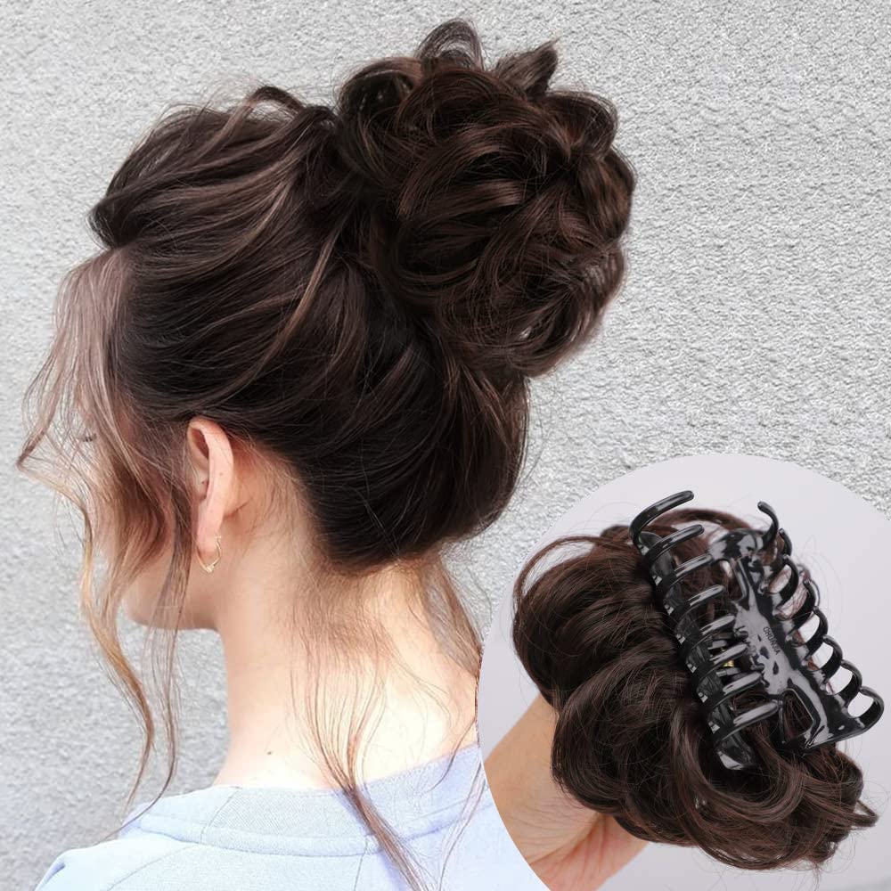 Synthetic Hair Extension Clutcher Juda Hair Bun For Women And Girls Artificial Juda Look Like Natural Hair Bun Dark Brown Pack of 1