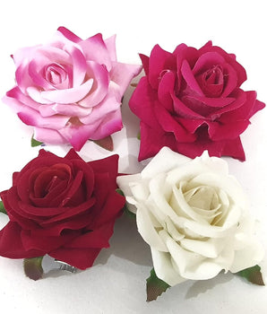 Artificial Rose Flowers Hair Clips/Pins For Women's and Girls Hair Accessories,set of 4 Multicolor