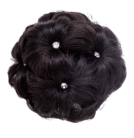 Women Artificial Clutcher Hair Bun With Pearl Stone Juda Panja (Natural Brown)