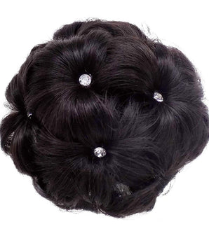 Women Artificial Clutcher Hair Bun With Pearl Stone Juda Panja (Natural Brown)