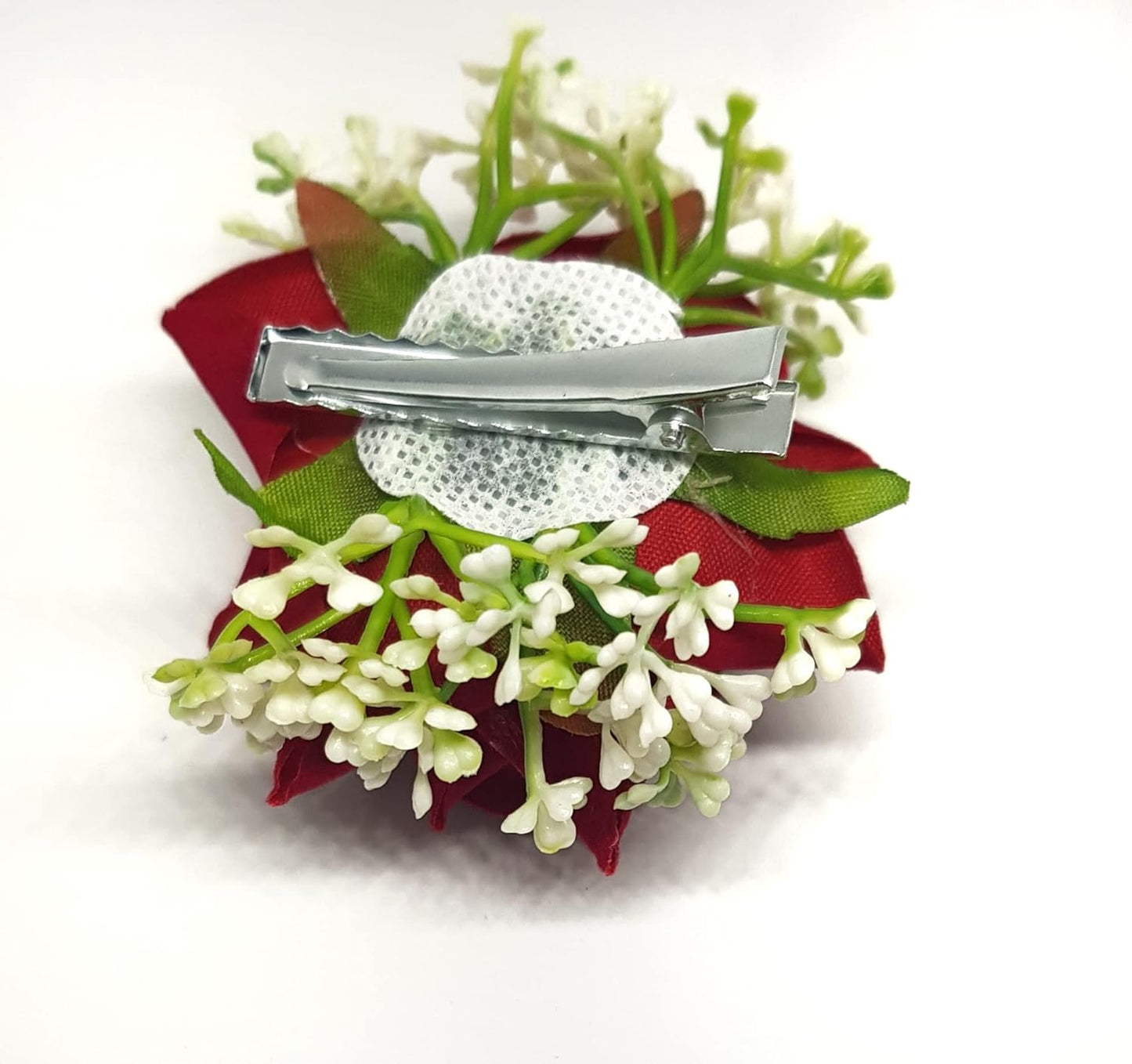 Artificial Rose Flowers With Grass Hair Clips/Pins For Women's and Girls Hair Accessories,set of 4 pcs