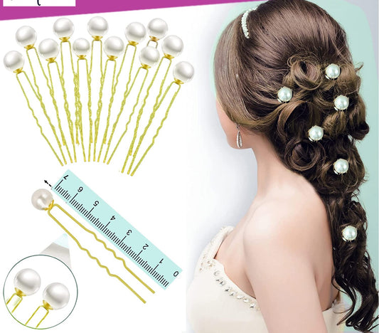 Pearl U Pins Hair Accessories 12pcs (White)