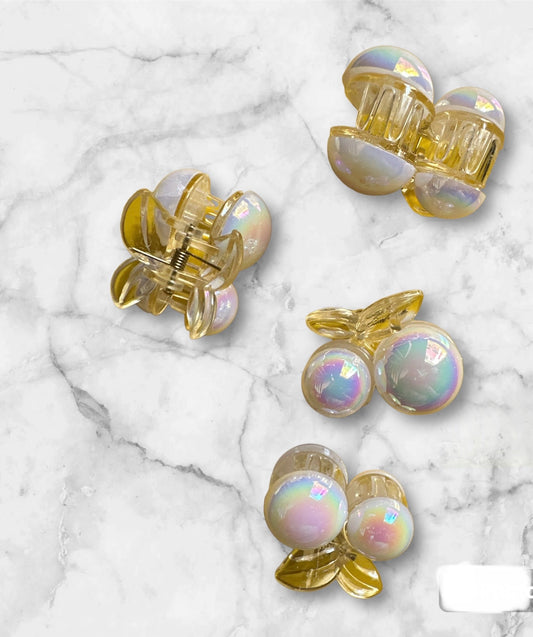 Korean 4Piece pearl design Plastic Hair Claw Clips White Strong Hold Hair Jaw Clips Small Hair Clips Accessories for Women