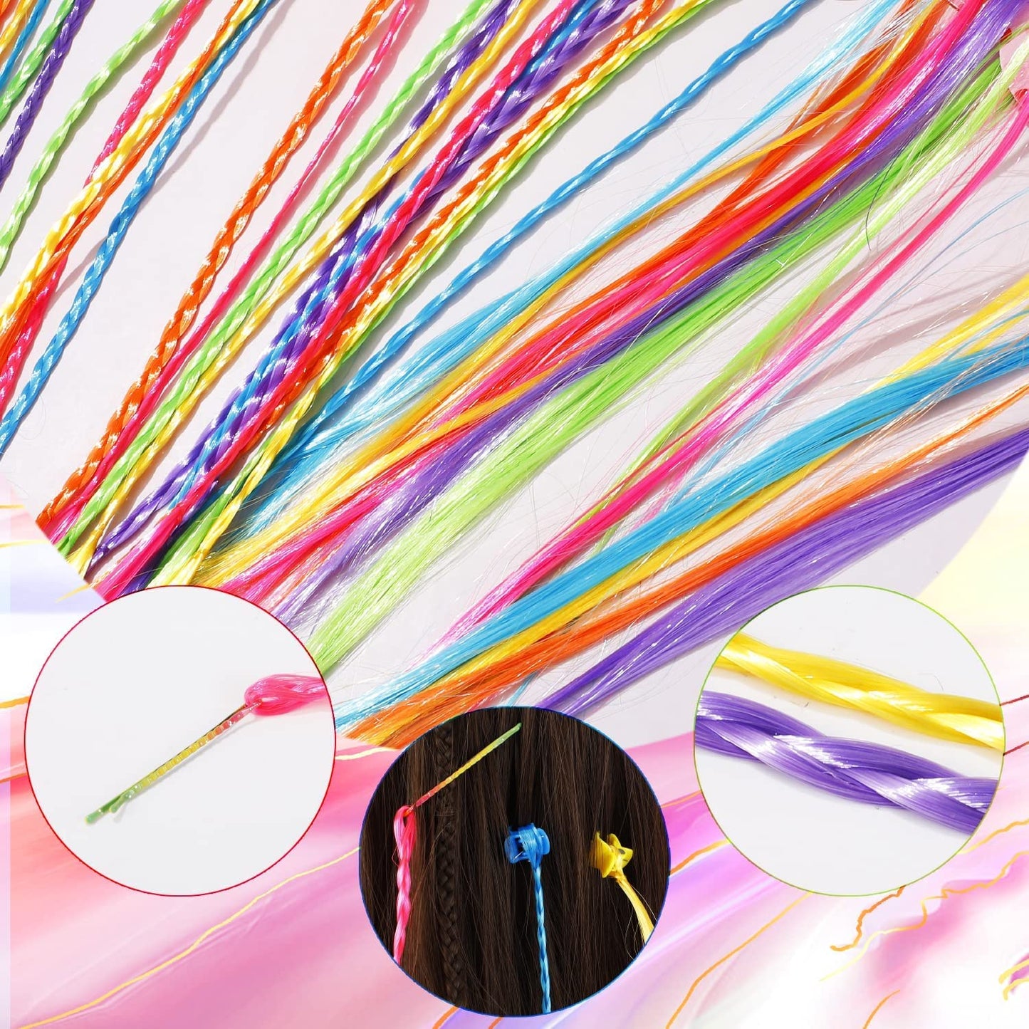 Multi Color Hair Streaks for Children 12 pcs