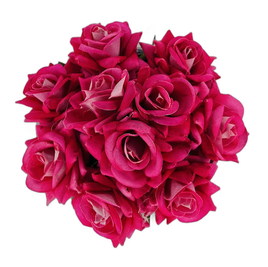 Beautiful Bridal Hair Bun Handmade Juda Bun For Wedding Party Artificial Flowers Based Jumbo Sized Hair Piece Accessory Set Juda Decoration (Pink)