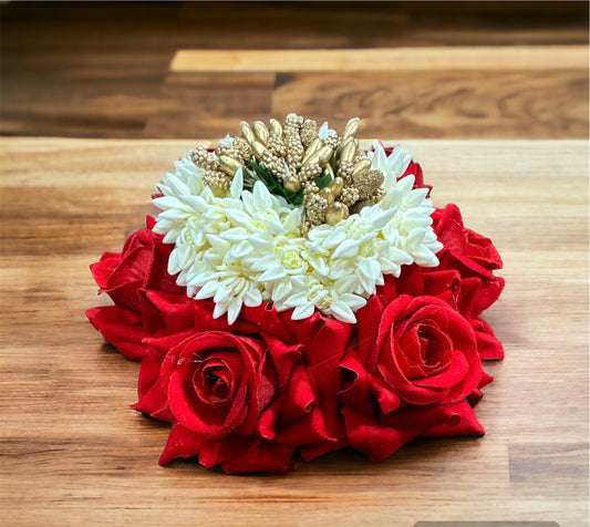 Artificial Rose Flower Juda Bun Handmade Floral Bun Decoration Wedding Bridal Traditional Accessories For Women & Girls