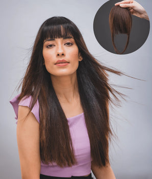 Natural Looking Clip-In Fringe Hair Bang Extension with Temple | Brown & Black