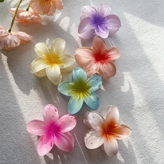 Flower Claw Clip- 6pc Stylish Korean Hair Clips for Women, Flower Clutcher Claw Set | Cute Floral Hair Accessories for Women and Girls
