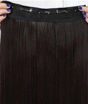 Black color Long Wig Straight 5 Clip-in Synthetic Extension for Women