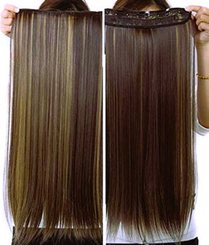 Golden Highlight Synthetic Fibre Clip In Extensions Hair Extension