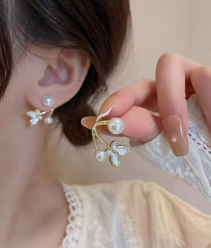 Butterflay & Pearl Earrings Stud For Women